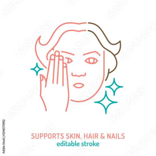 Benefits of collagen for skin, hair, nails. Vector illustration