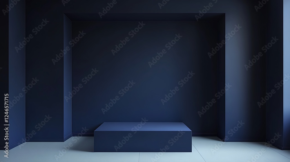 Dark blue room, platform, display Dark blue room, platform, display