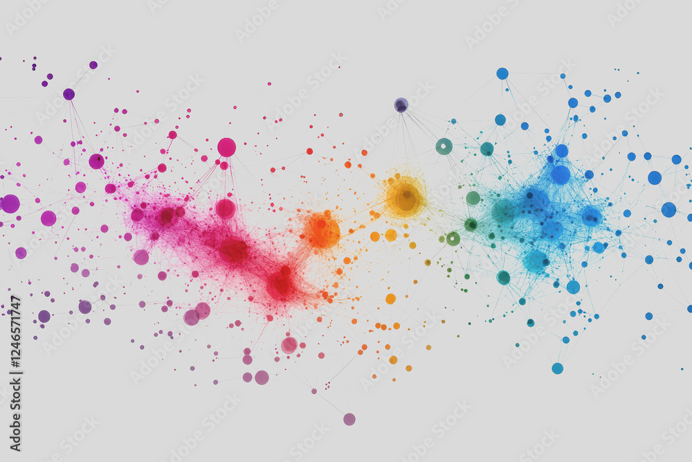 Obraz premium Abstract social connect line data tangle colorfully to create a connection.