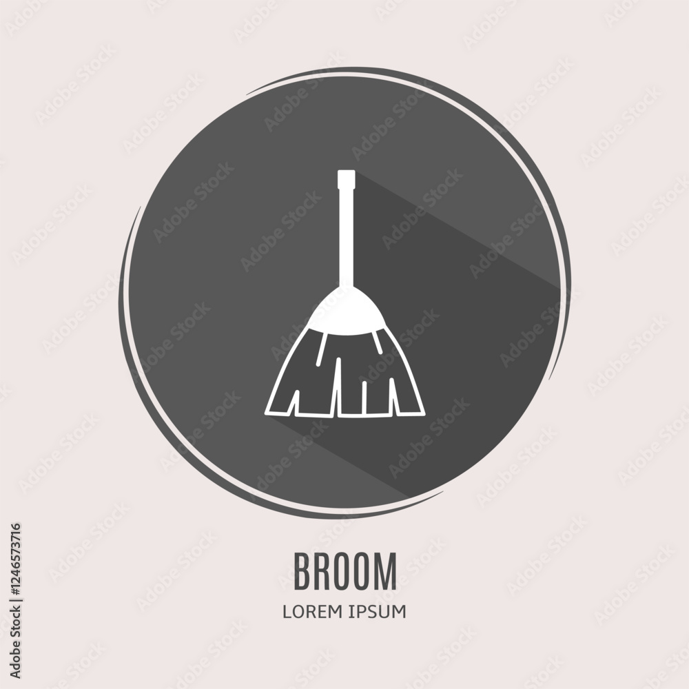 Symbol broom logo. Illustration of broom in flat. Stock vector. Symbol broom logo. Illustration of broom in flat. Stock vector.
