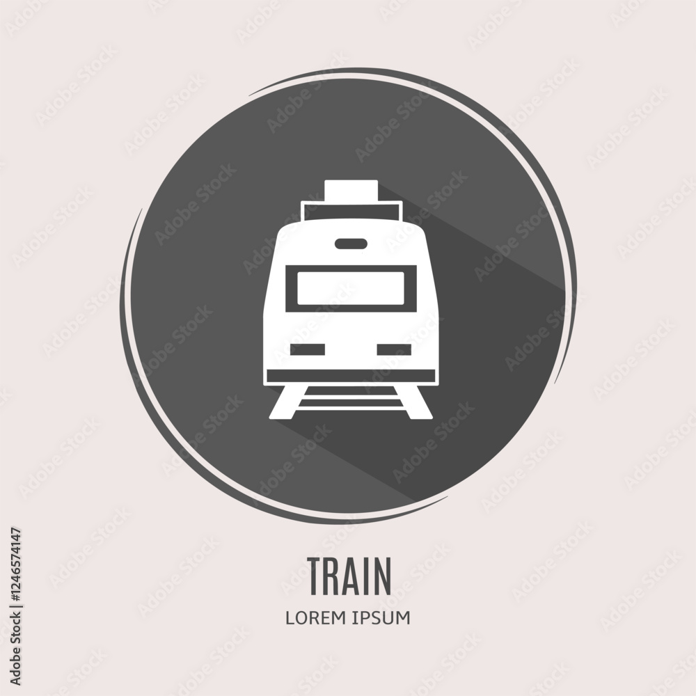 Symbol train logo. Illustration of train in flat. Stock vector. Symbol train logo. Illustration of train in flat. Stock vector.