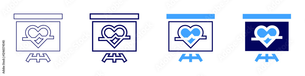 Elevator pitch techniques icon in 4 different styles. Thin Line, Line, Bold Line, Duotone. Duotone style. Editable stroke