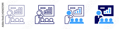 Influential presentation icon in 4 different styles. Thin Line, Line, Bold Line, Duotone. Duotone style. Editable stroke
