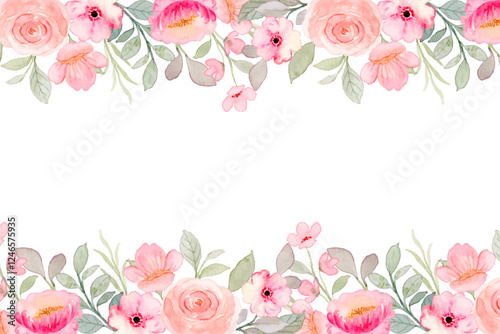 Flower watercolor frame for wedding, birthday, card, background, invitation, wallpaper, sticker, decoration etc.	
