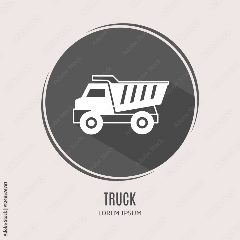 Symbol truck logo. Illustration of truck in flat. Stock vector. Symbol truck logo. Illustration of truck in flat. Stock vector.