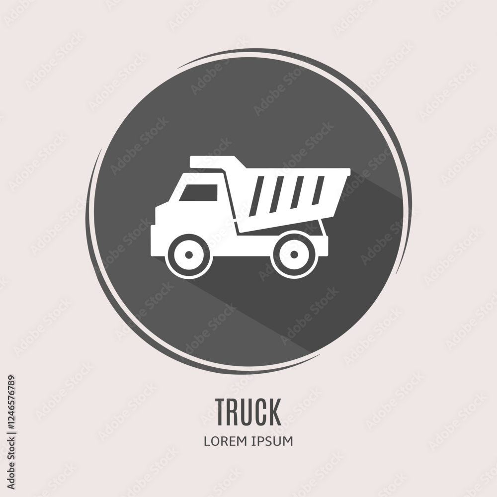 Symbol truck logo. Illustration of truck in flat. Stock vector. Symbol truck logo. Illustration of truck in flat. Stock vector.