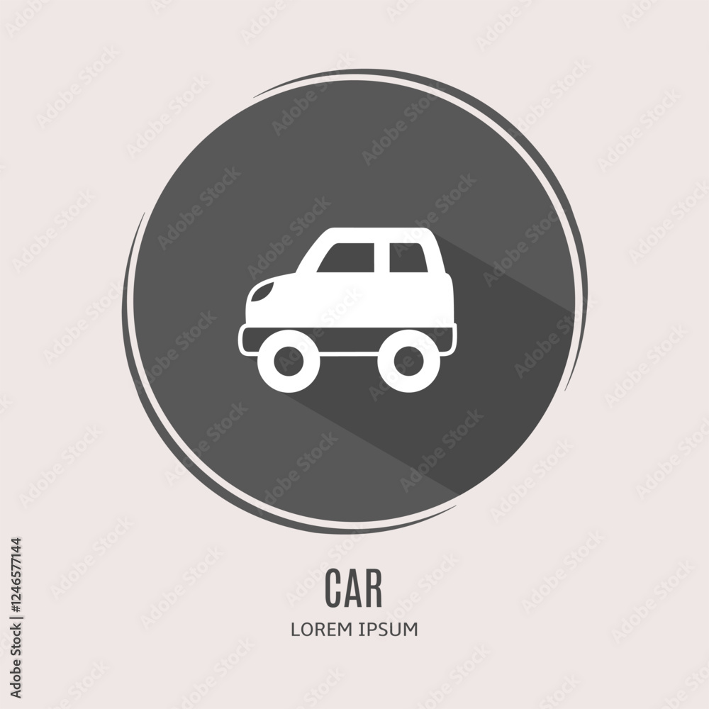 Symbol car logo. Illustration of car in flat. Stock vector. Symbol car logo. Illustration of car in flat. Stock vector.