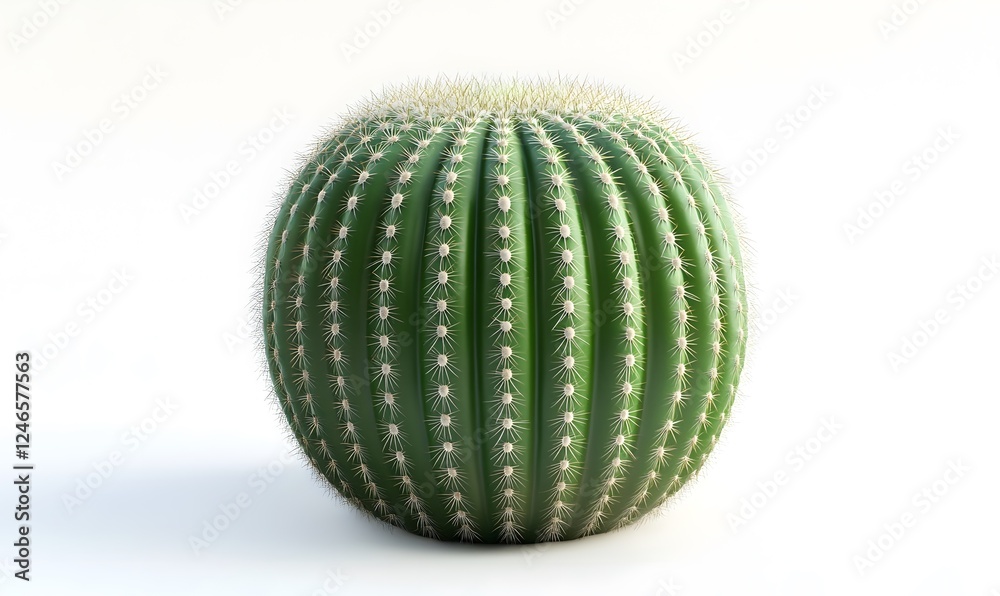 Spherical cactus on white background; studio shot, ideal for botanical illustrations Spherical cactus on white background; studio shot, ideal for botanical illustrations