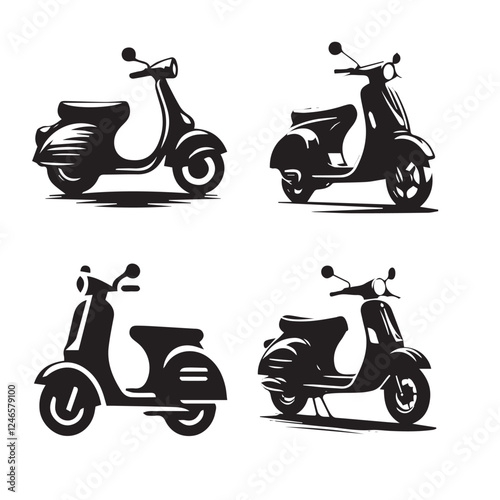 Scooter Silhouette on White Background

