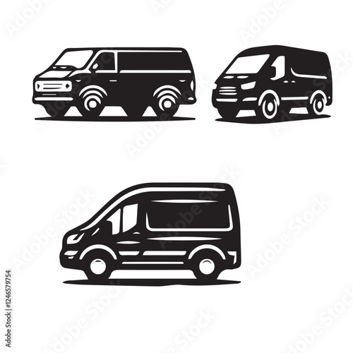 Van Silhouette on White Background