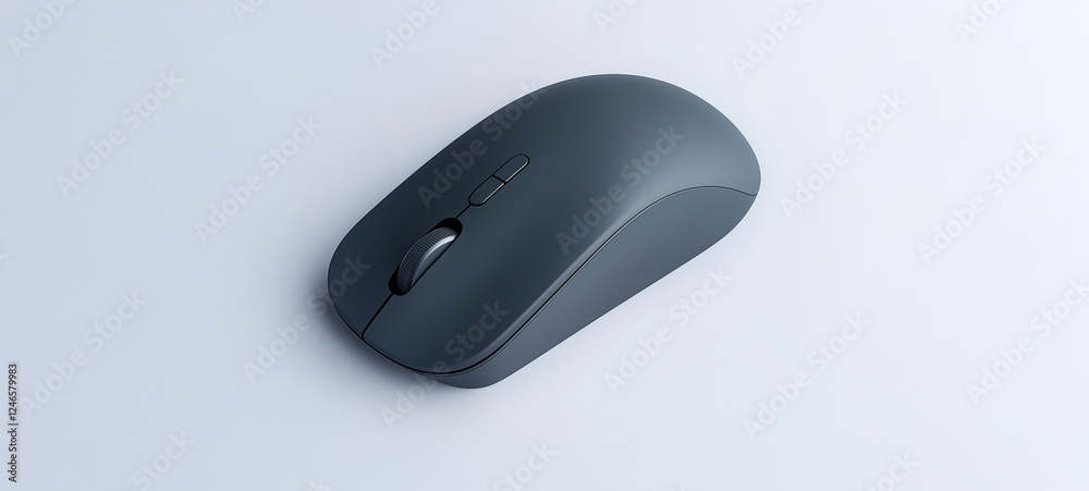 Simple gray mouse on a white background, top view Simple gray mouse on a white background, top view