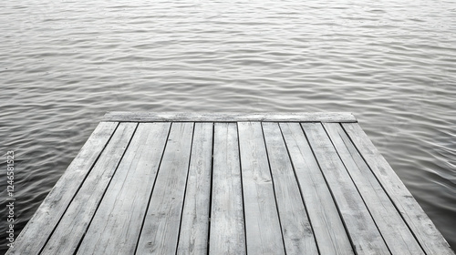 Gray wooden dock over calm water photo