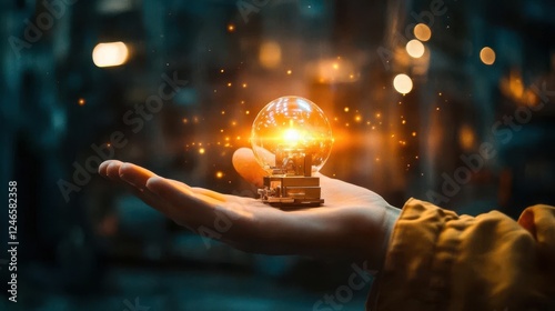 Hand Holding Glowing Waste ...