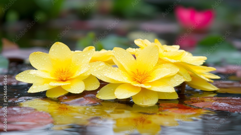 custom made wallpaper toronto digitalYellow Water Lilies Blossom in Serene Pond Setting