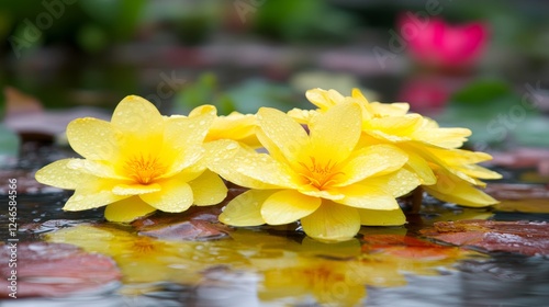 Wallpaper Mural Yellow Water Lilies Blossom in Serene Pond Setting Torontodigital.ca