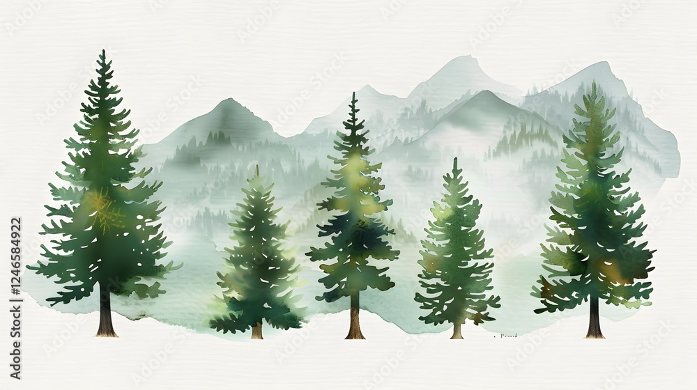 Fototapeta premium Pine Tree Set