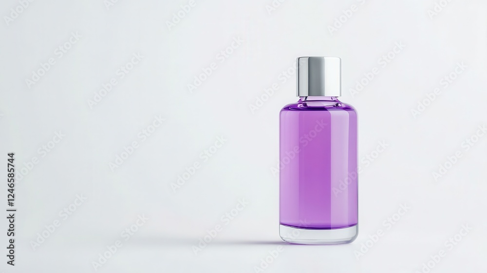 Elegant Transparent Bottle of Violet Ink for Minimalist Design Elegant Transparent Bottle of Violet Ink for Minimalist Design
