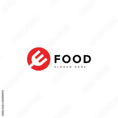 fork in circle food concept modern logo design vector