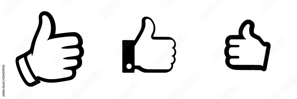 Variety of thumbs up hand gestures showcasing positive feedback in minimalist style suitable for different designs Variety of thumbs up hand gestures showcasing positive feedback in minimalist style suitable for different designs