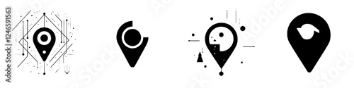 Creative collection of location pins representing navigation and mapping concepts in modern design