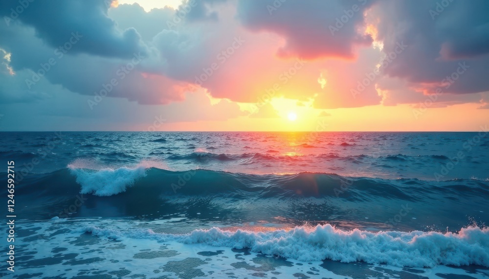 Obraz premium The soothing atmosphere of an endless oceanic expanse, peaceful, calming