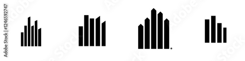 Modern abstract representation of city skyline in minimalistic black design showcasing varying heights
