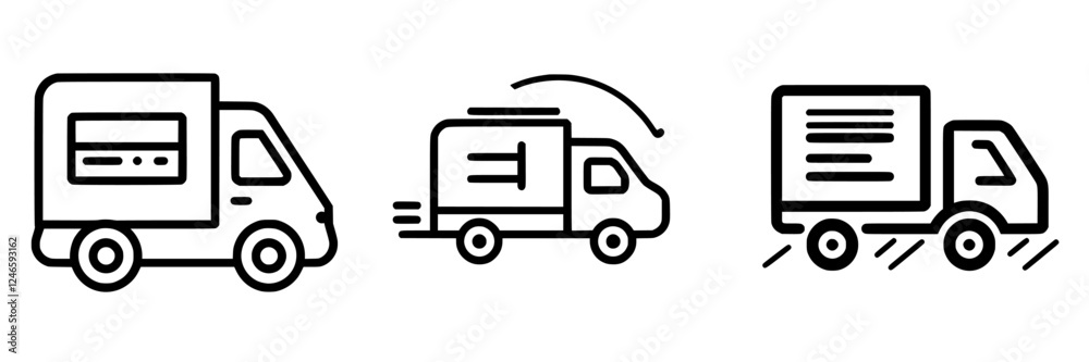 Delivery trucks in various movements showcasing logistics and transportation process Delivery trucks in various movements showcasing logistics and transportation process