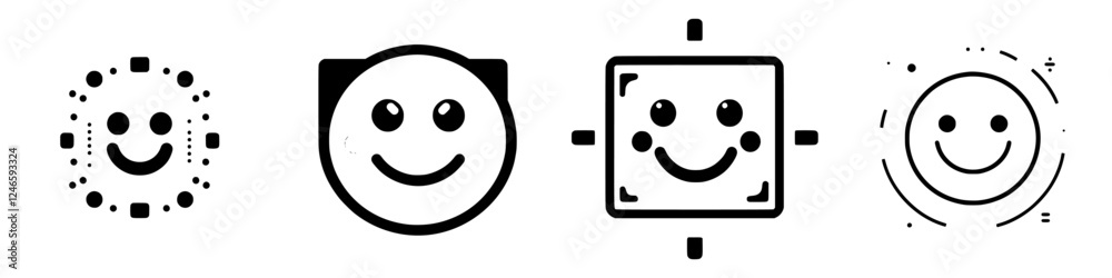 Fototapeta premium Unique collection of smiley face icons with varied designs showcasing creativity and expression in digital art