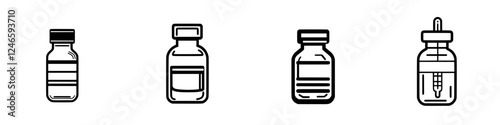 Various glass vials with distinctive shapes and sizes used for pharmaceuticals and laboratory applications