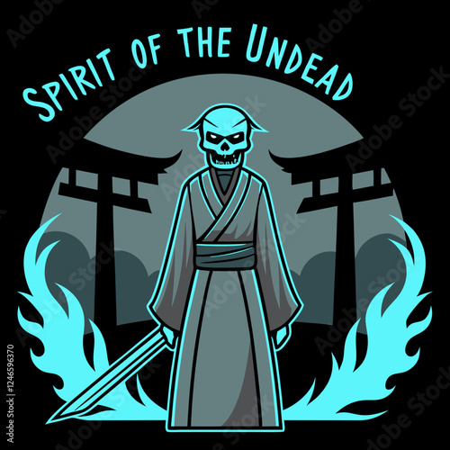 Ghostly Samurai Warrior Vector Illustration

