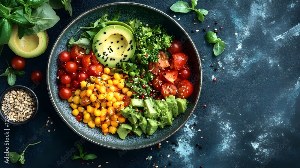 Healthy Salad with Cherry Tomatoes, Greens, and Diced Cheese on Plate Healthy Salad with Cherry Tomatoes, Greens, and Diced Cheese on Plate