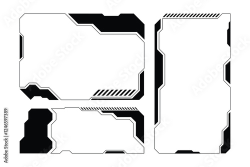 Futuristic HUD Frames Set. Sci Fi Cyberpunk User Interface Borders Elements