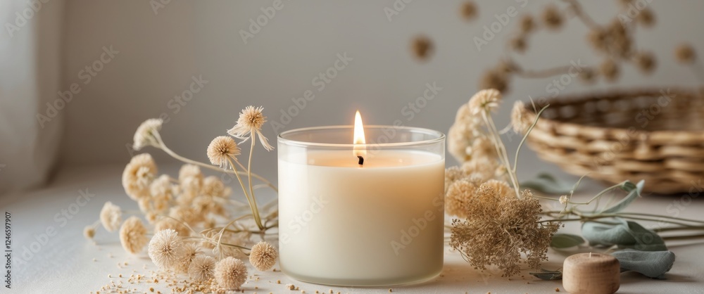 Scented Candle with Dried Flowers - A Cozy Home Decor.