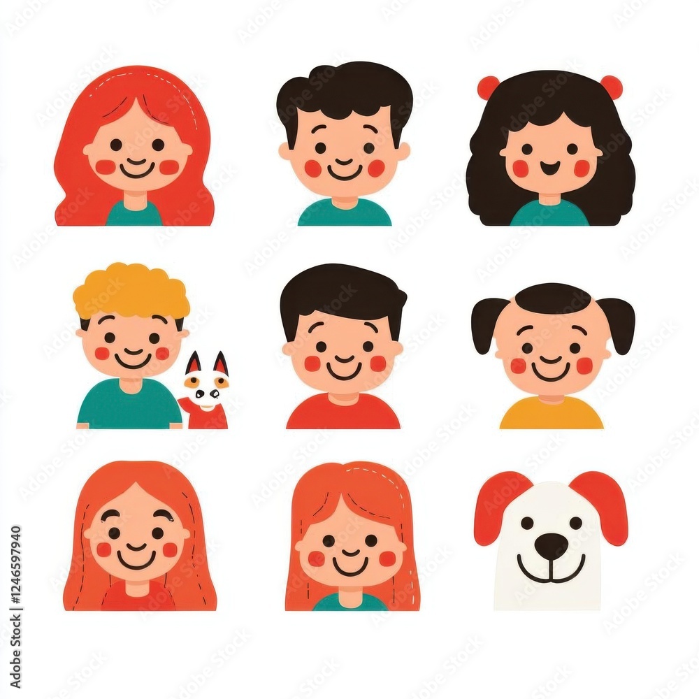 A collection of family member illustrations A collection of family member illustrations