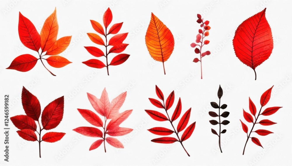 Fototapeta premium Autumn watercolor botanical collection