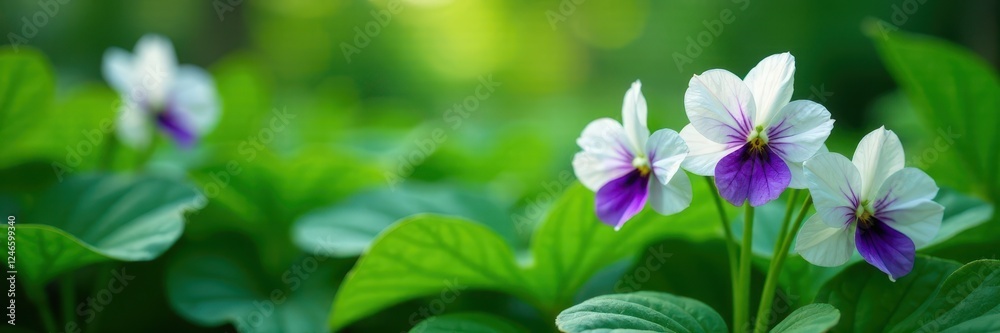 white and green leaves of Chinese violet in bloom, foliage, botanical, greenery white and green leaves of Chinese violet in bloom, foliage, botanical, greenery