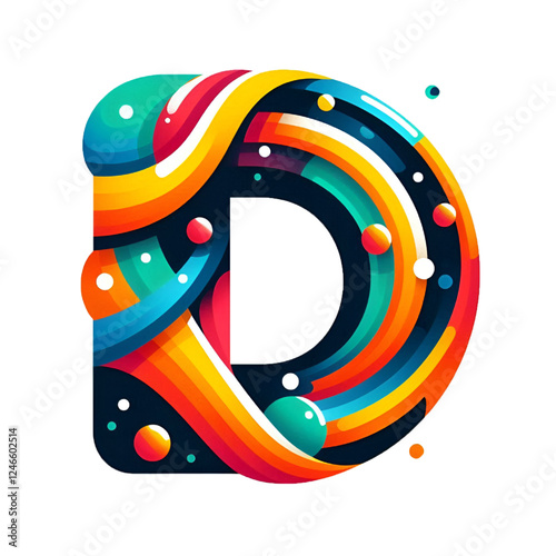 Colorful letter D logo design isolated on white background