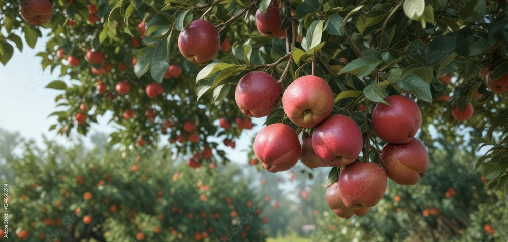 Fototapeta premium Ripe rose apples on the tree ready for picking, botanical, ready to harvest, tropical fruits, ripe
