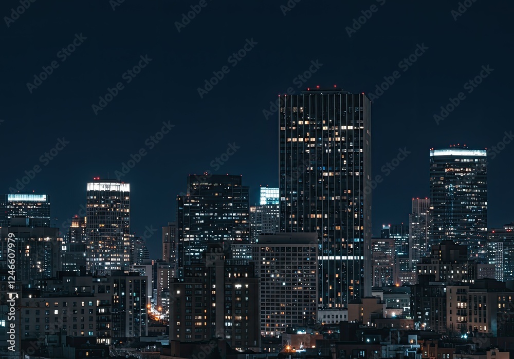 illuminated buildings in city against sky at night illuminated buildings in city against sky at night