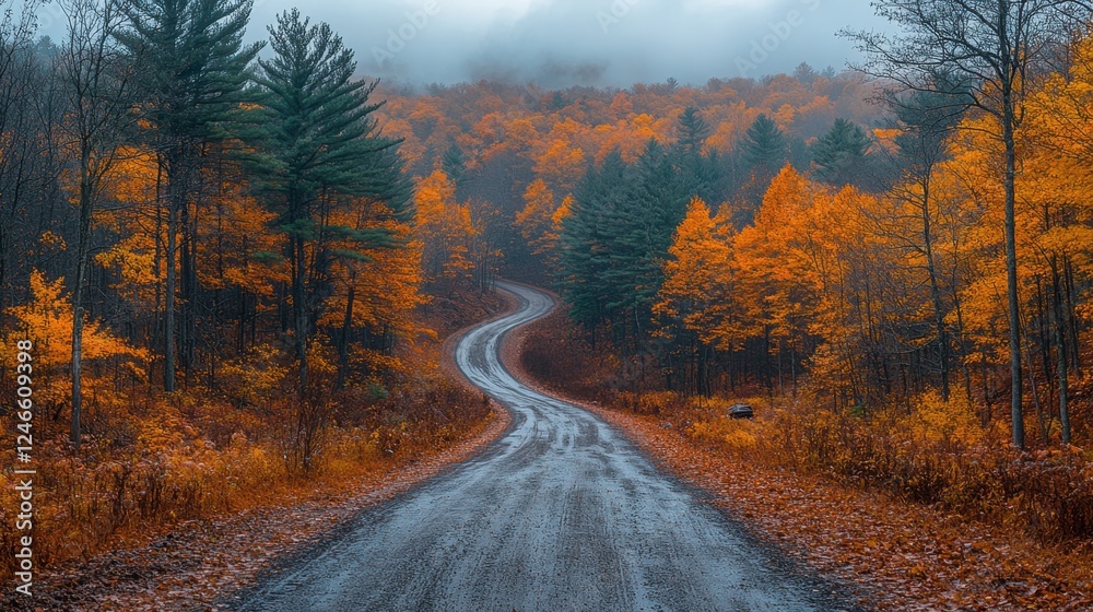 Winding country road with trees on both sides Winding country road with trees on both sides