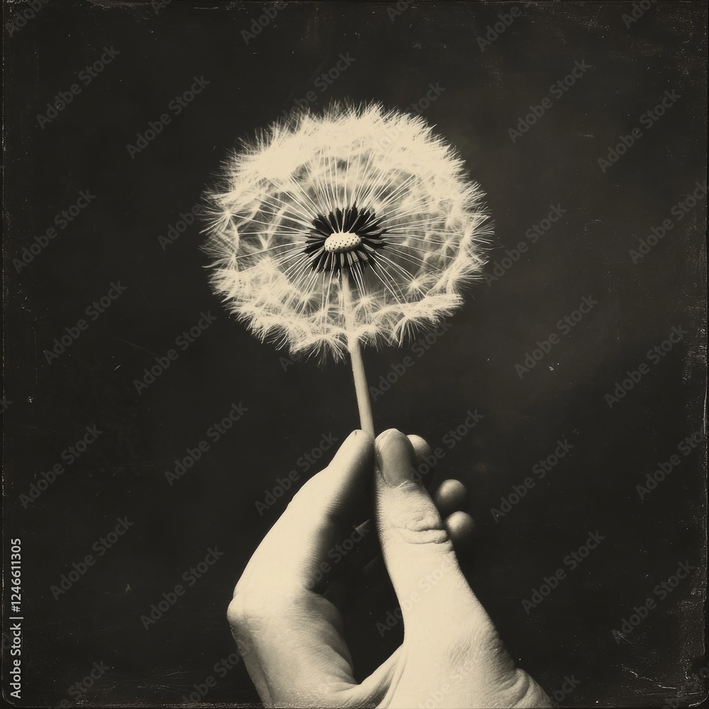 Fototapeta premium Toned, dandelion in hand