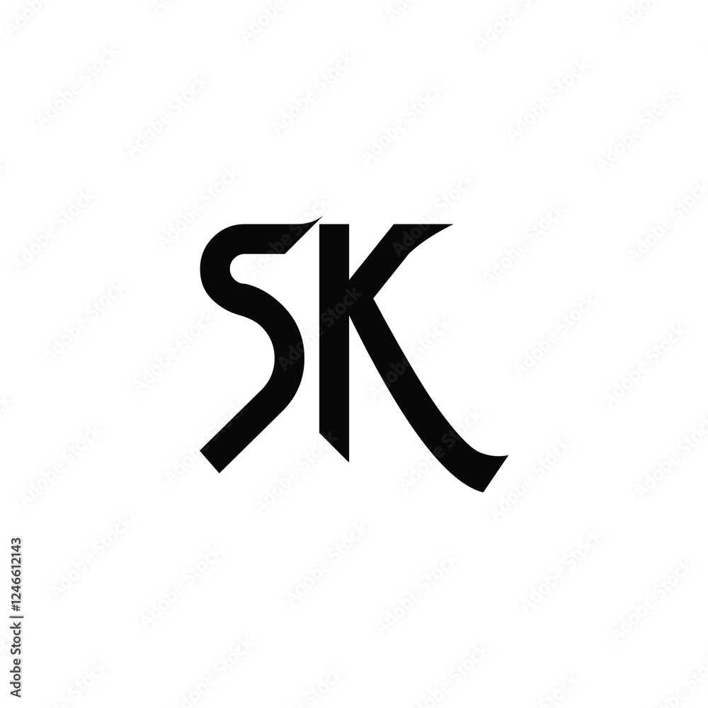 SK monogram logo design letter text name symbol monochrome logotype alphabet character simple logo SK monogram logo design letter text name symbol monochrome logotype alphabet character simple logo