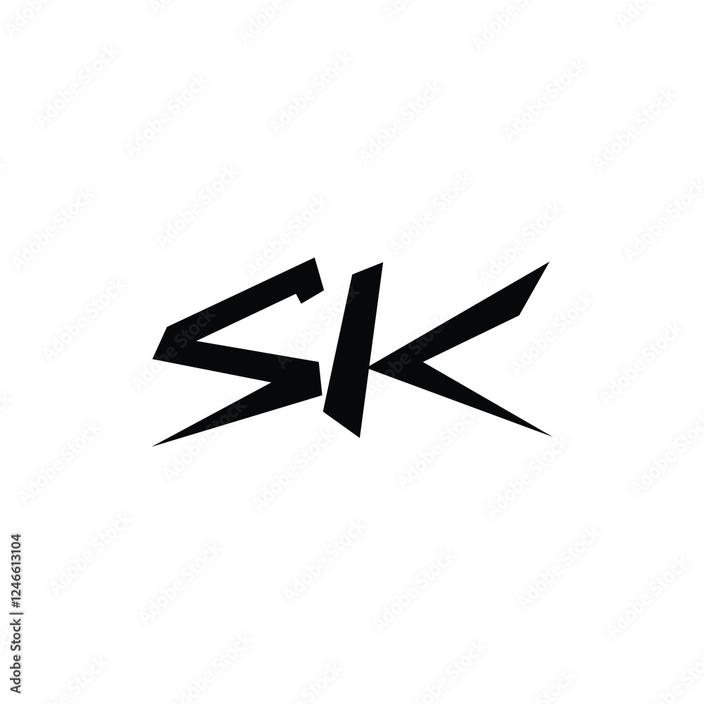 SK monogram logo design letter text name symbol monochrome logotype alphabet character simple logo SK monogram logo design letter text name symbol monochrome logotype alphabet character simple logo