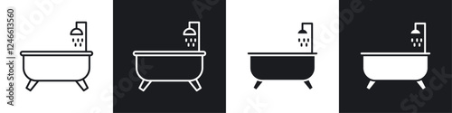 Bathroom icons in flat and thin stroke style