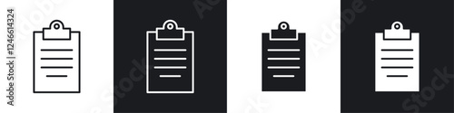 Clipboard icons in flat and thin stroke style