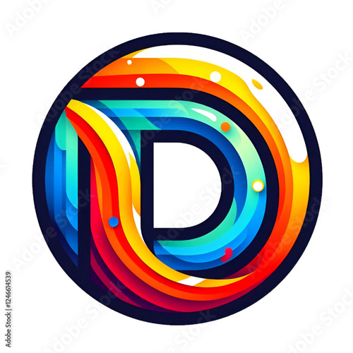 Colorful letter D logo design isolated on white background