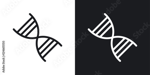 DNA icons in flat and thin stroke style