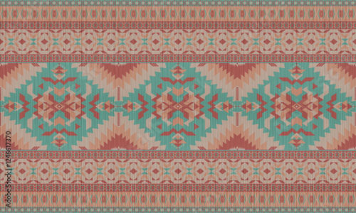 American tribal ethnic native pattern.Traditional Navajo,Aztec,Apache,Southwest and Mexican style fabric pattern.Abstract vector motif pattern.For fabric,clothing,blanket,carpet,woven,wrap,decoration.