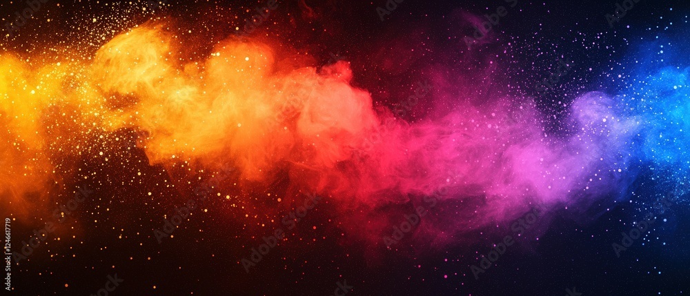 Fototapeta premium Colorful Explosion of Vibrant Paint Splashing Across a Dark Background for Dynamic Visual Impact