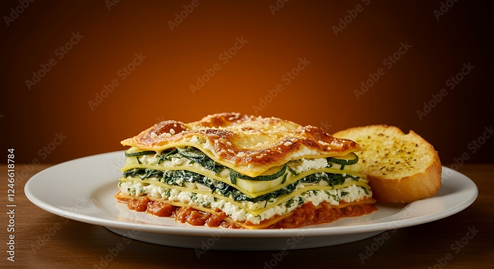 Delicious Spinach and Zucchini Lasagna with Garlic Bread Delicious Spinach and Zucchini Lasagna with Garlic Bread